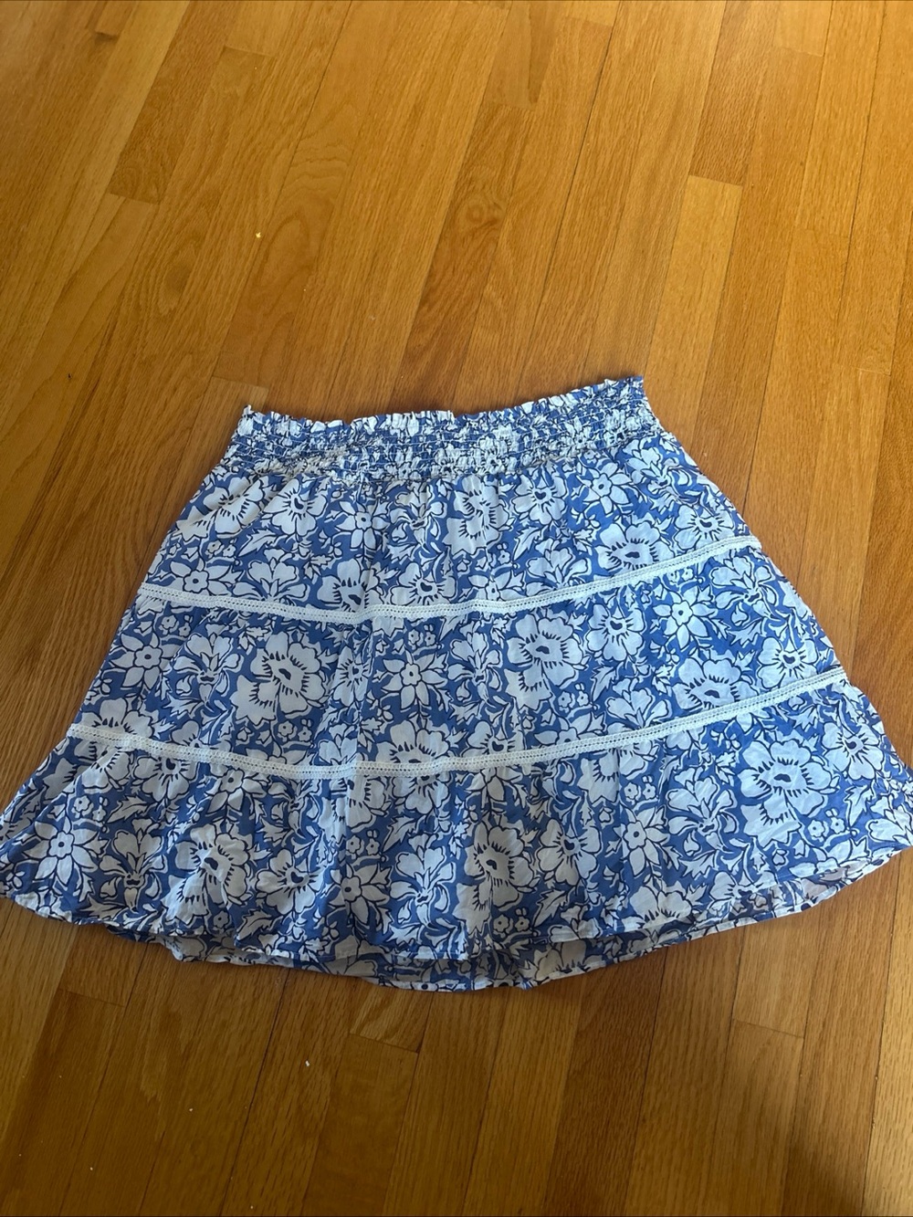 J. Crew Blue and White Floral Mini Skirt